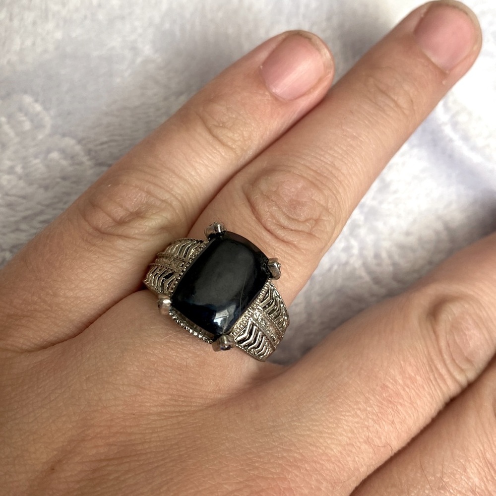Sterling Silver Black Onyx Statement Ring